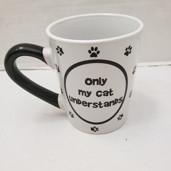 Feline ONLY MY CAT UNDERSTANDS Mug Cup Enjoy Life Black & White - Picture 3 of 8
